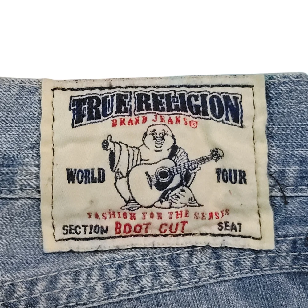 True Religion Mens Billy Light Blue Bootcut Jeans Size 36